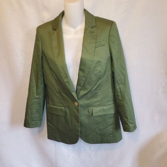 J Crew Alfie Blazer Cotton Womens Sz 2 Kelly Green Cotton One Button 2024 Preppy - Picture 1 of 10